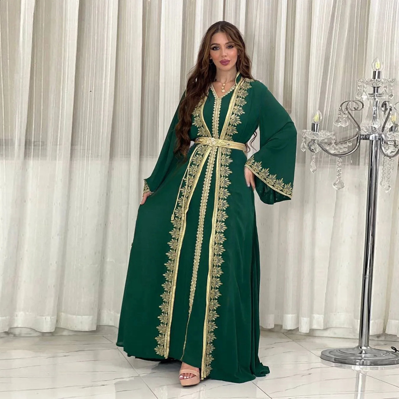 Muslim Sets Women Embroidery Evening Dress Dubai Abaya Turkey Kaftan Eid Djellaba Ramadan Morocco Caftan Gown Jalabiya Vestido 240814