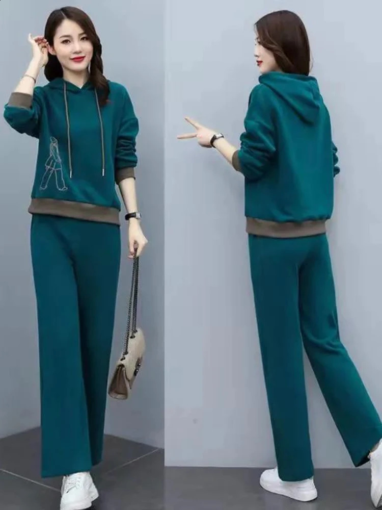 Spring Autumn Women Tracksuits 2 Piece Set Hoodies Pants Sportswear Suits Warm Ladies Girls Outdoor Jogging Hoodie Sets 240809