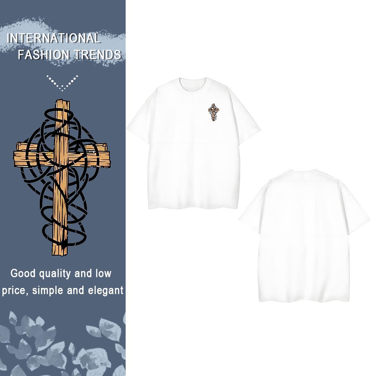T-Shirts for Men 100% Cotton 230g crucifix High Street Hip Hop Breathable Crew Neck Custom Print Plus Size Men Tshirts Stylist TOP Quality Top Tees