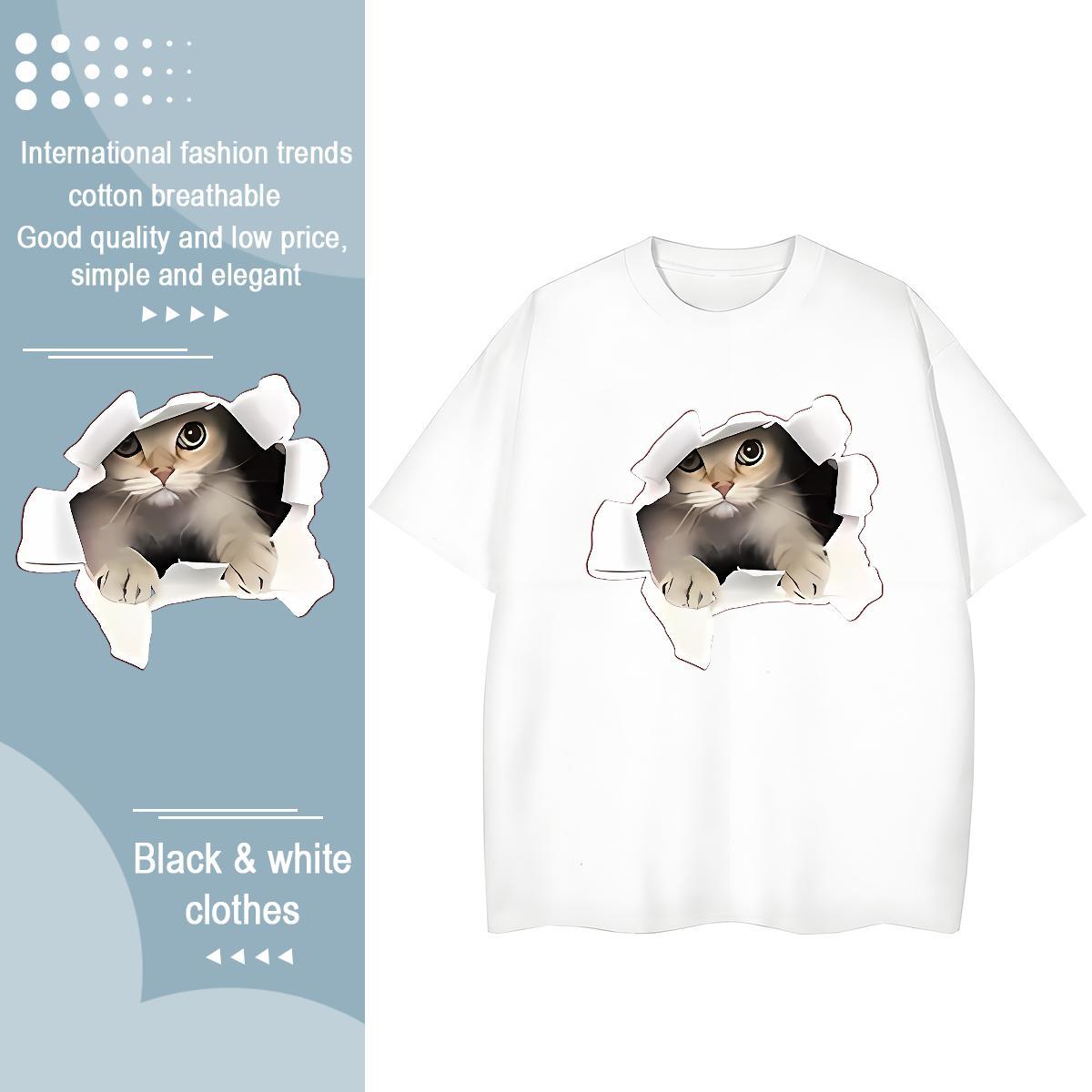 Cool Design Man T Shirts cute Crew Neck Daily Wear DIY Printed 100% Cotton 230g Tshirt for Man Woman 2024 Summer Tshirts