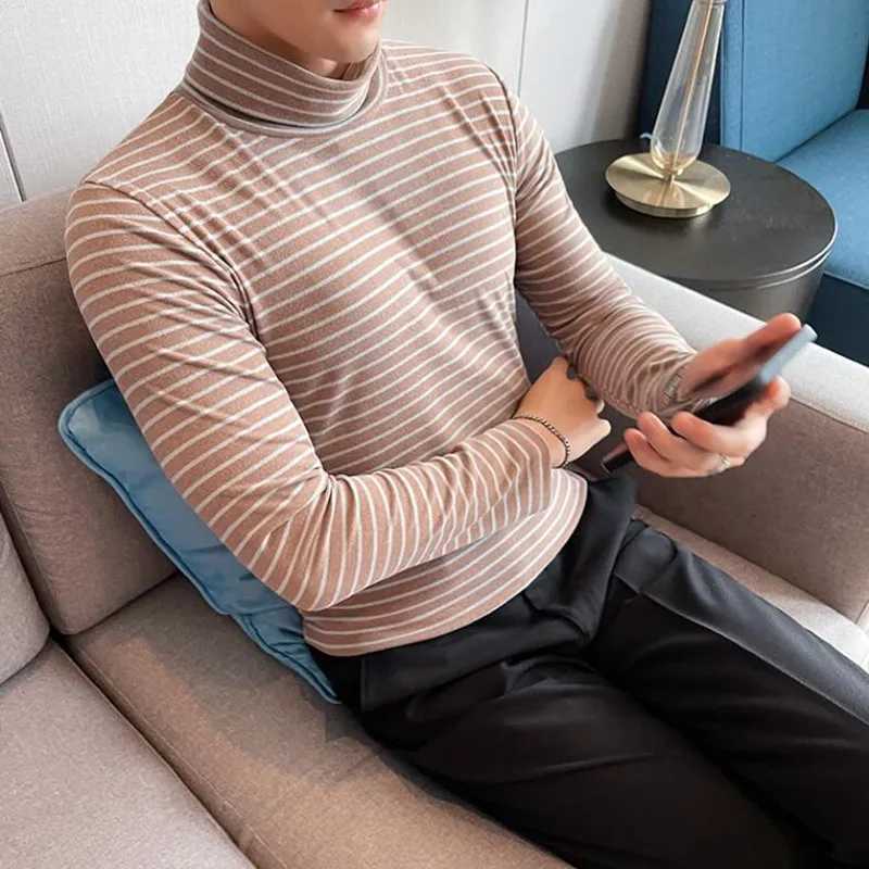 Black Grey Long-Sleeve Shirt Men T-shirt O-Neck Stripe T-Shirt Men Shirt Navy Vintage Basic Cotton Turtleneck T-Shirt S-4XLM240814
