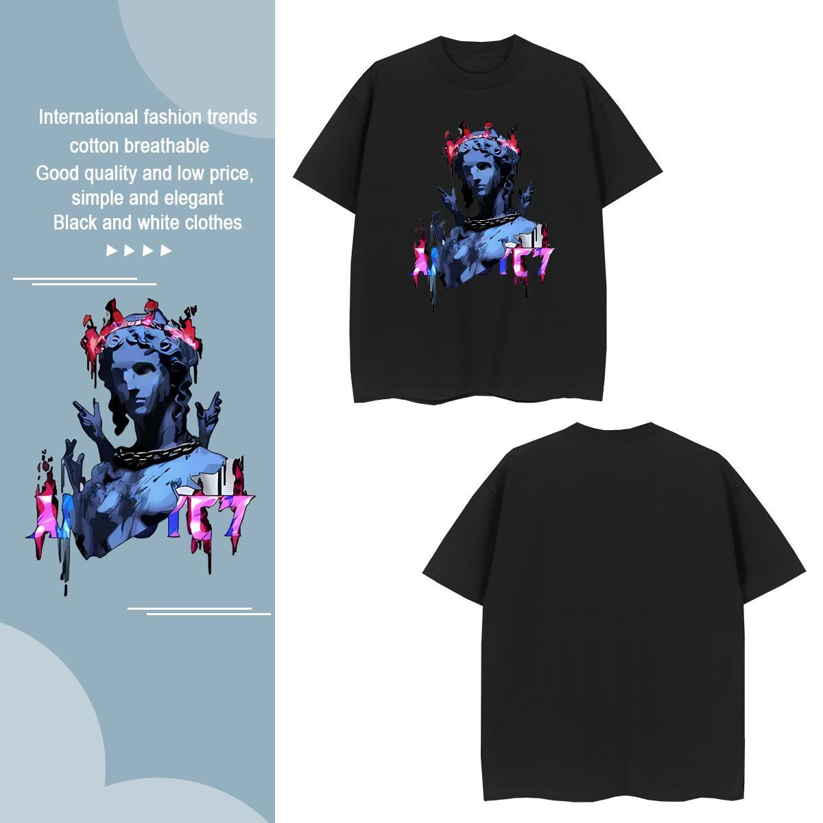 T Shirt For Man 230g Cotton portrait Casual Crew Neck Breathable Skull Men Tees Brand Cool Tops Tees