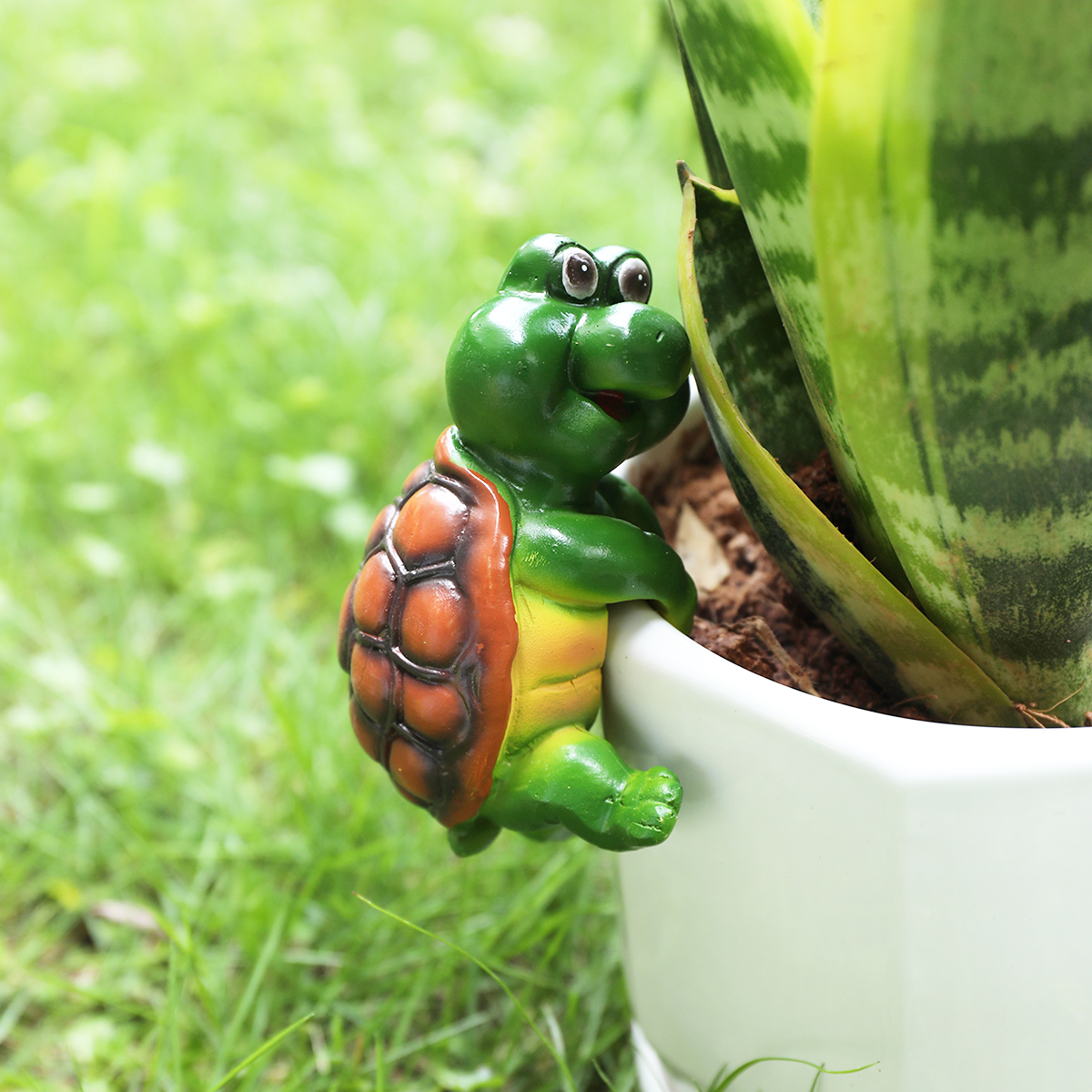 Garden Decoration Cute Turtle Statue Hanging on Planter Turtle Resin Crafts
