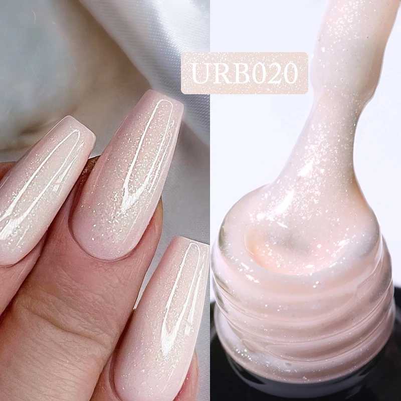 UR SUGAR 7ml White Glitter Rubber Base Gel Nails Shining Glitter Semi Permanent Soak Off UV LED Varnish All for ManicureM240814
