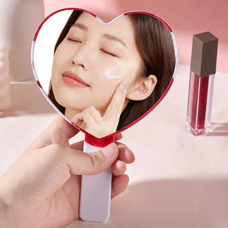 Travel portable handheld makeup mirror flower shaped love mini desktop makeup mirror 7-style beauty mirror W240813