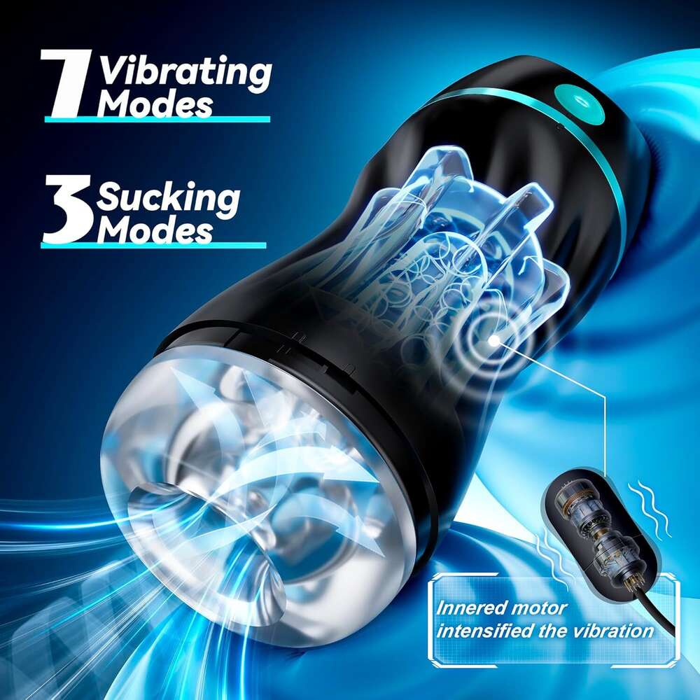 EINSEO Automatic Sucking Male Device - Upgraded Version with 7 Vibration and Suction Hands Free Pocket for Female Male Massager 3D Realistic Texture T