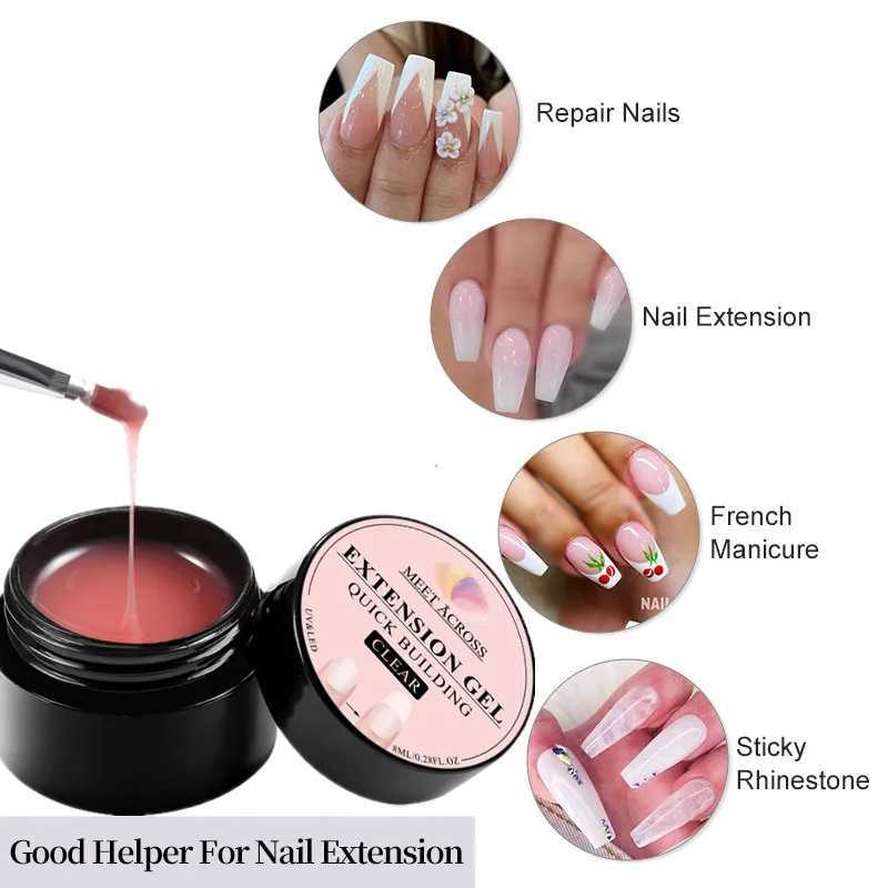 MEET ACROSS 8ML Quick Extension Nail Gel Vernis Nude Milk White Gel Nail Polish UV Semi Permanent Nails Art For Manicure ToolsM240814