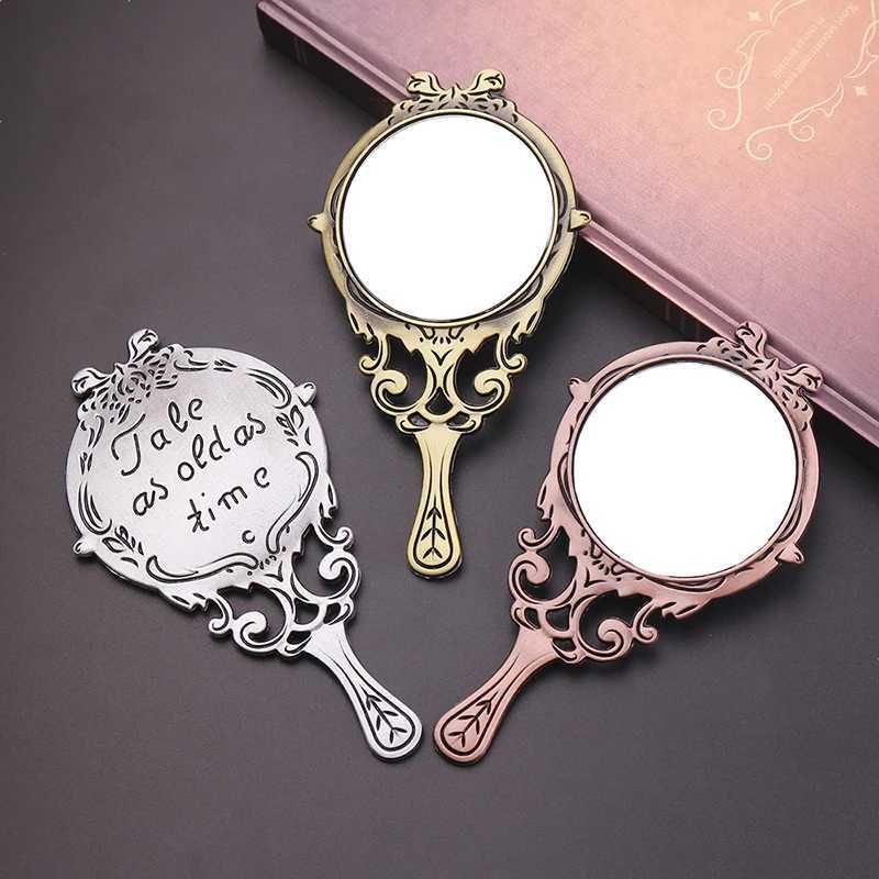 Retro handheld makeup mirror hollow makeup compact mirror W240813