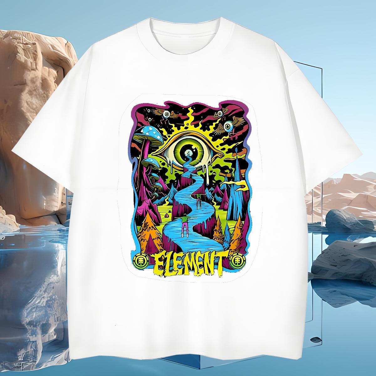 T-Shirts for Men 100% Cotton 230g eyes Sports Casual Round Neck Short Sleeve Custom Cartoon Mens Tshirts Designer Fashion Soft Polos