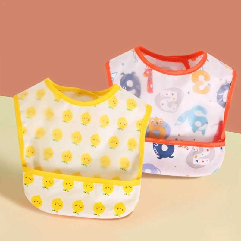 Bibs Burp Cloths 2023 New EVA Waterproof Baby Feeding Bib Meal Pocket Baby Saliva Towel Baby Apron Smock Rice Feeding Pocket 0-3T bavoir bbL4812