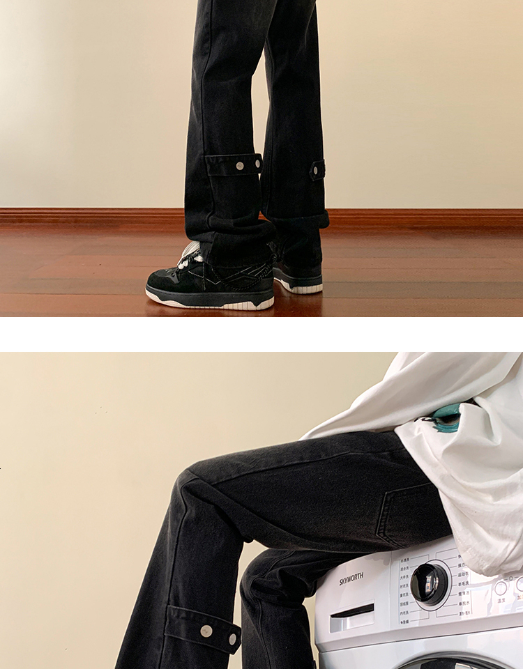C315-G202 American High Street Mid Seam Splicing Hand Wipe Ma Liu Laundry Jeans (P48X68) 4
