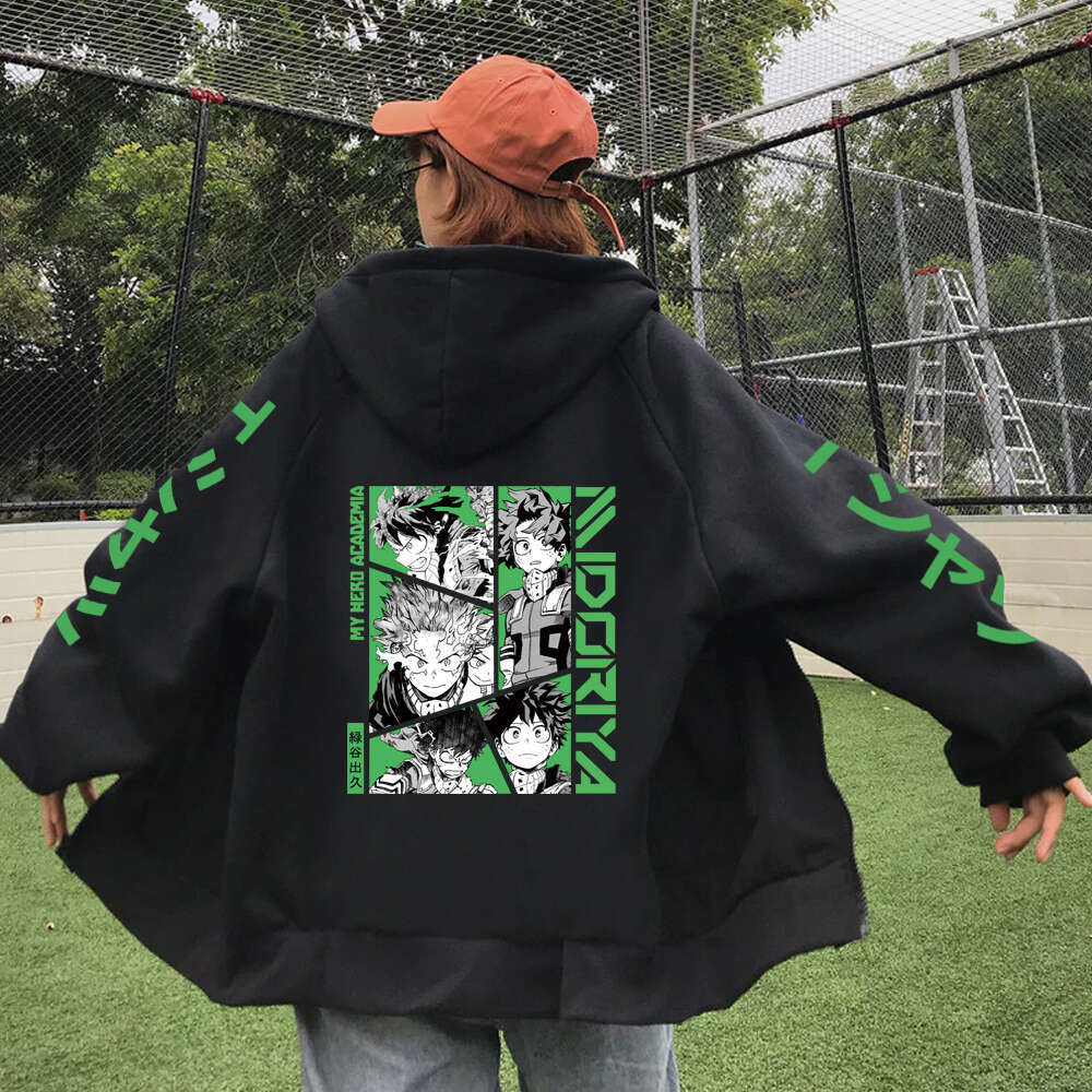 Hero My Academia Anime Women Hoodie Uraraka Ochako Print Plus Size Sweatshirt With Zipper Female Warm Zip Up Jacket