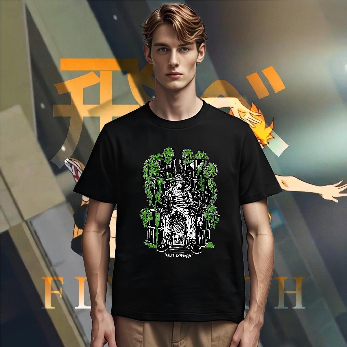 T-Shirts for Men 230g Pure Cotton Terror Spring Summer Short Sleeve Soft Custom Anime Mens Tshirts Fashion Loose Tees
