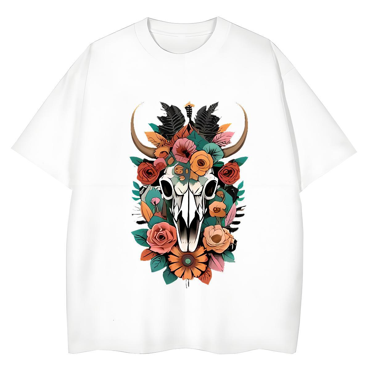 High Quality T Shirts Men flower Breathable Soft Anime Printing Street DIY 100% Cotton 230g Men Tees Fashion Designer Wear