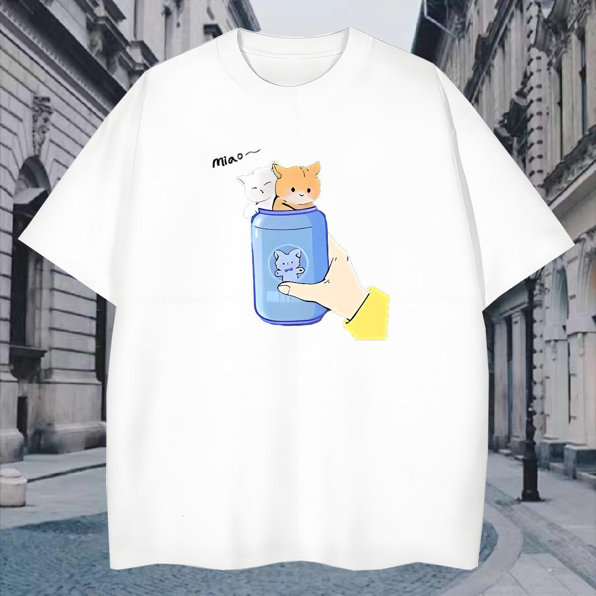 Loose T-Shirts for Men Breathable Crew Neck Sports Casual DIY 230g 100% Cotton Men Clothes T-Shirt DIY Customized Tee Shirt