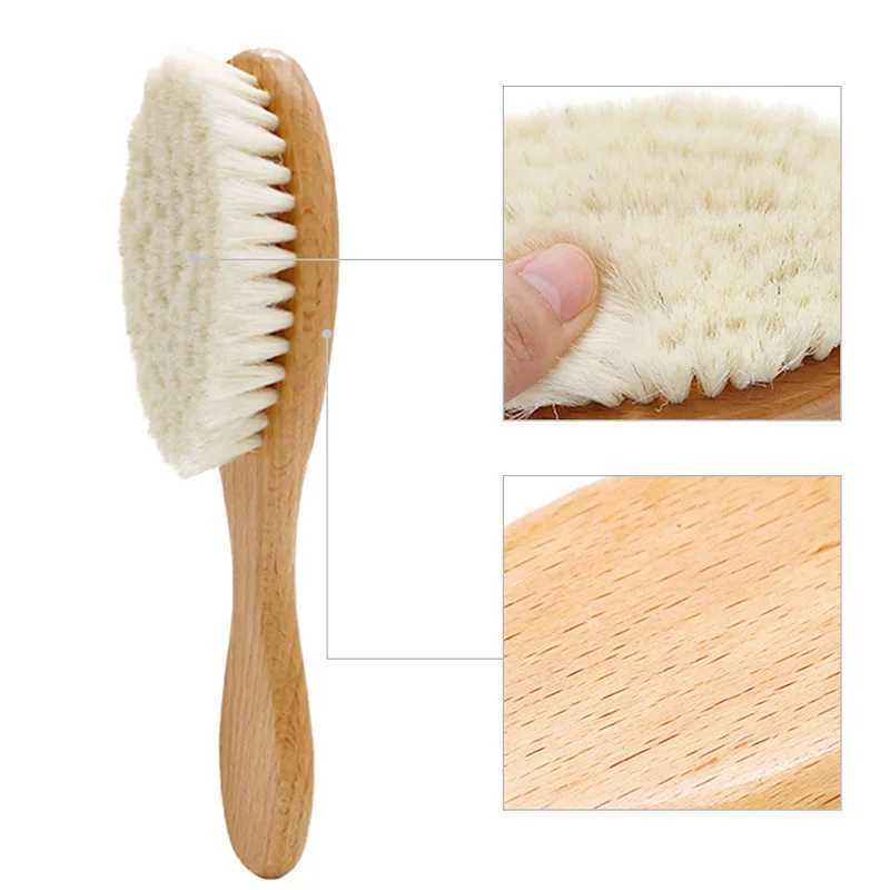 Baby Care Pure Natural Wool Soft Baby Wood Brush Comb Baby Brush Baby Brush Baby Hair Massage W240813