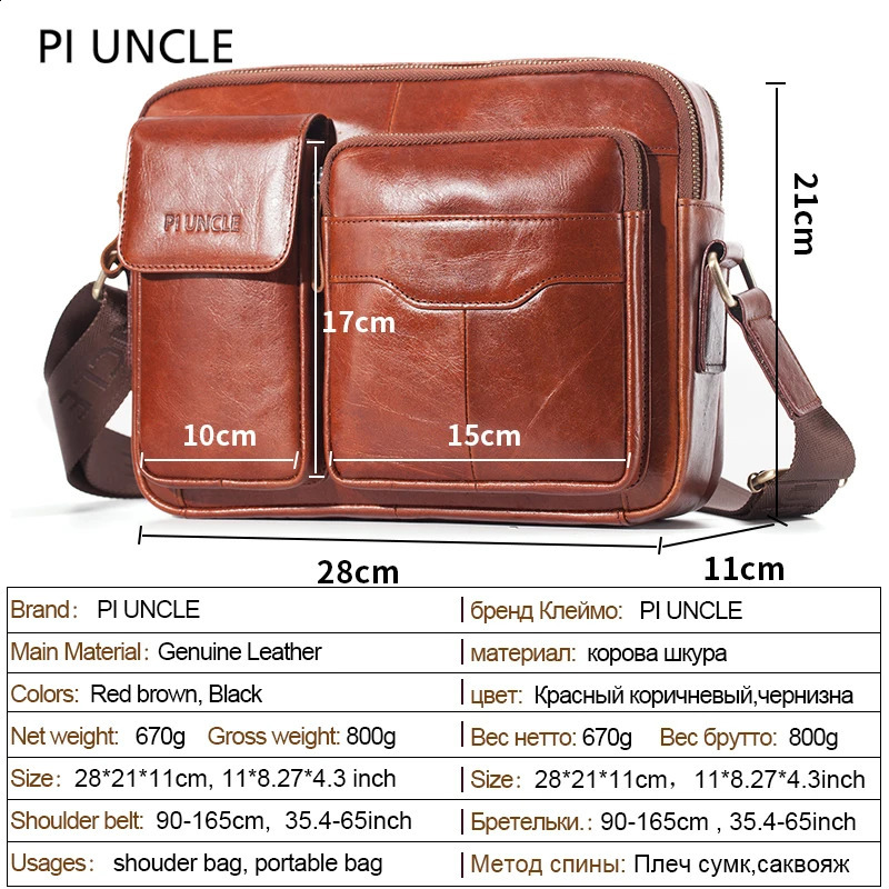 100% Genuine Leather Briefcase Men Shoulder Bag High Quality Crossbody Bags For Male Messenger Bag 9.7 Ipad Bolsas Holder Sling 240813