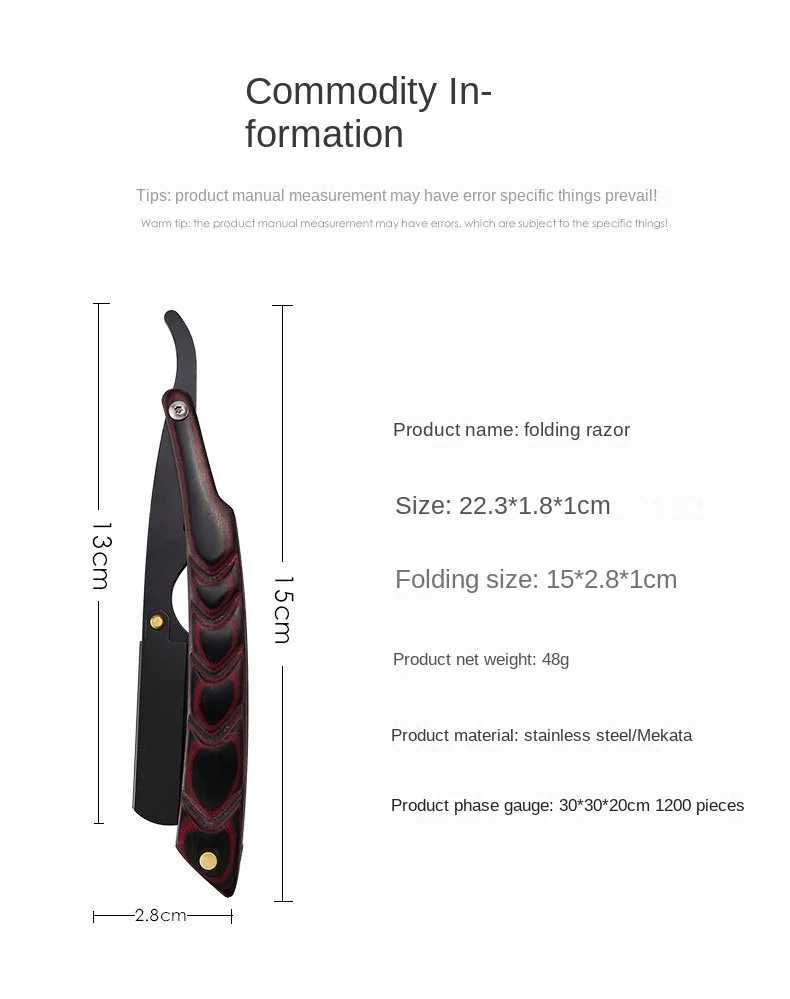 Straight Razor Foldable Safety Manual Shaves Blades Men Stainless Steel Shaving Razor Face Care Body Face Hair Removal KnifeM240814