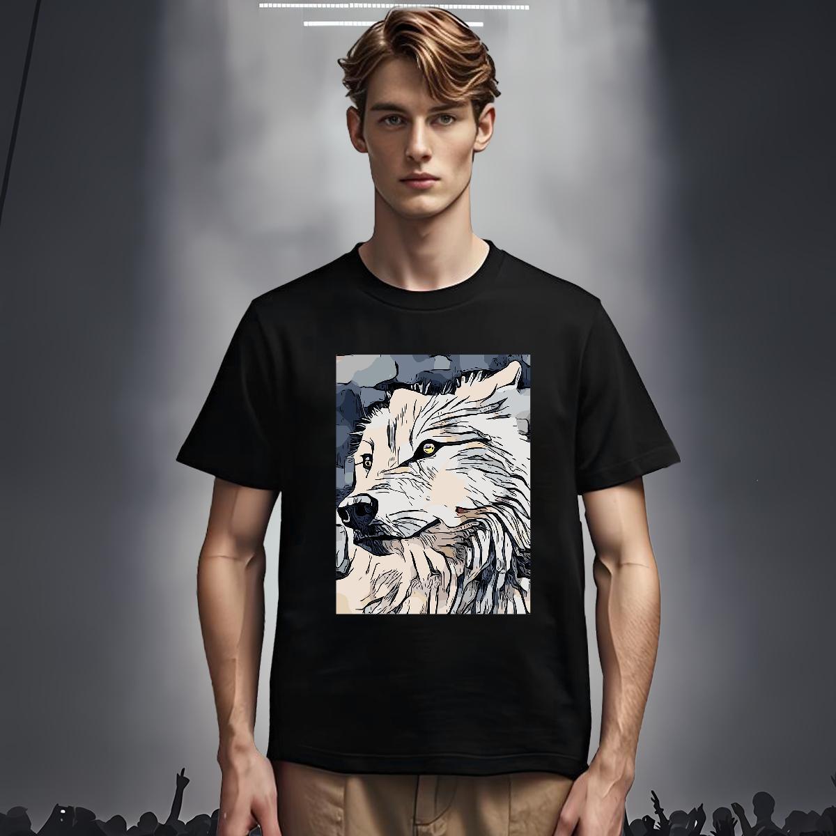 T-Shirts for Men 230g Pure Cotton wolf Street Casual Short Sleeve Soft Oversized Couples T Shirts 2024 Summer Unisex Tops