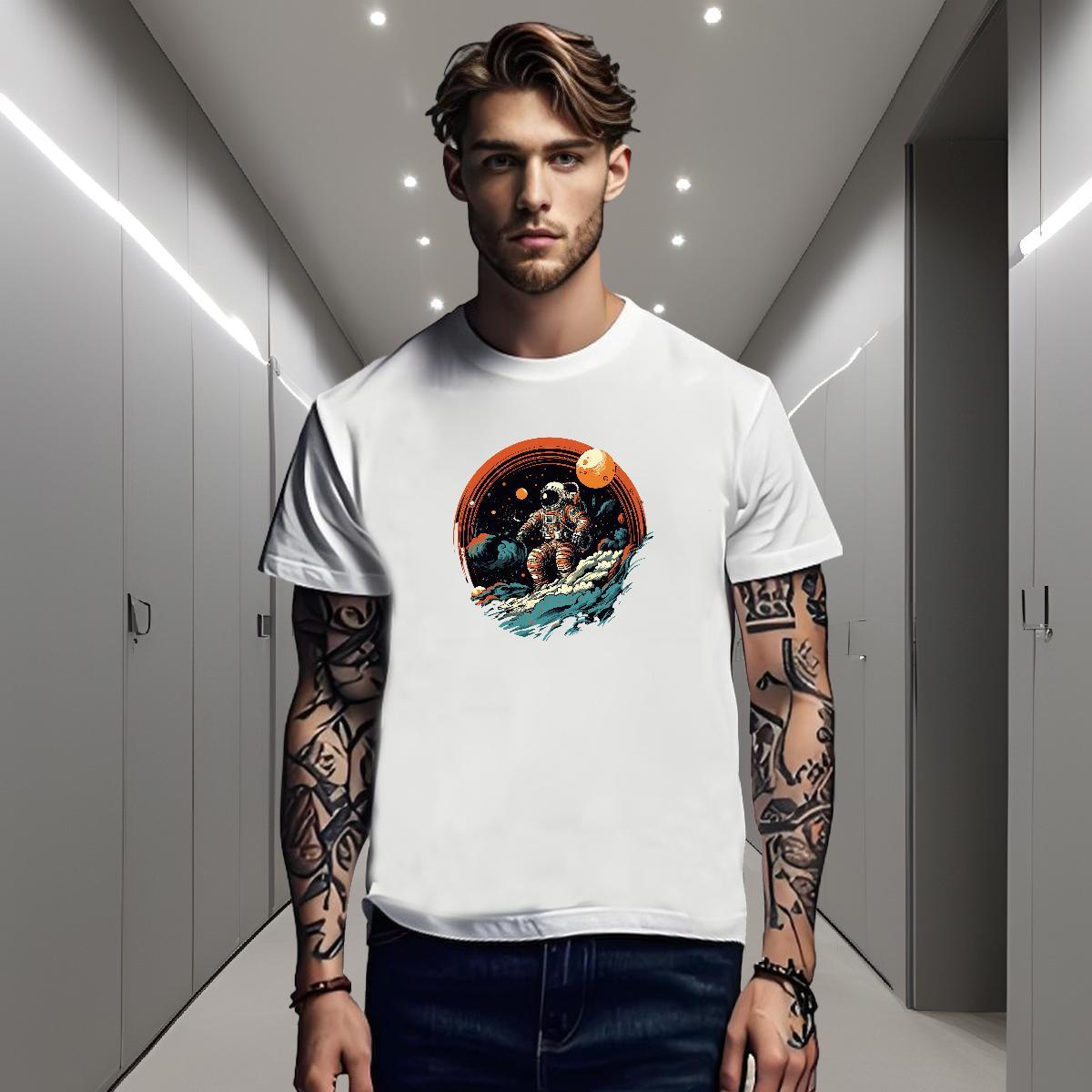 Mens T Shirts 100% Cotton 230g universe Street wear Hip Hop Breathable Skull Tshirts Classic Popular Tee Shirt
