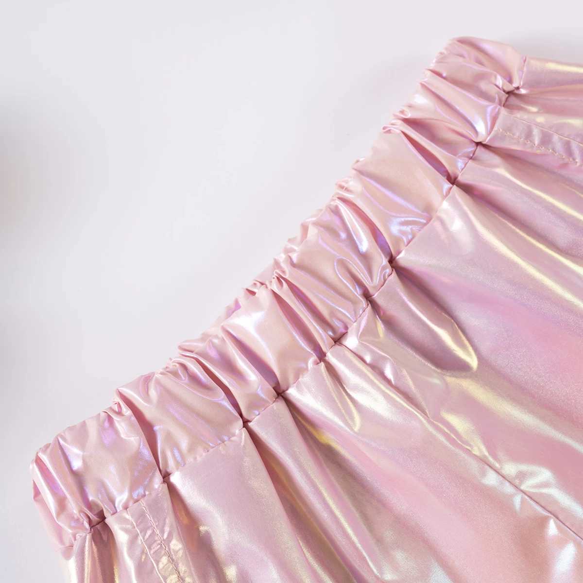 2 pieces of girls fashionable shorts childrens clothing dazzling childrens clothing polyester fabric solid color sports pants elastic waist W240813
