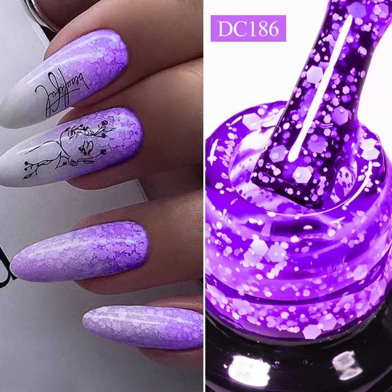 Mtssii 7ml Snowflake Gel Nail Polish Neon Fluorescent Gel Semi Permanent Pink White Snow Sequins Nails Art Design Varnish UV LEDM240814