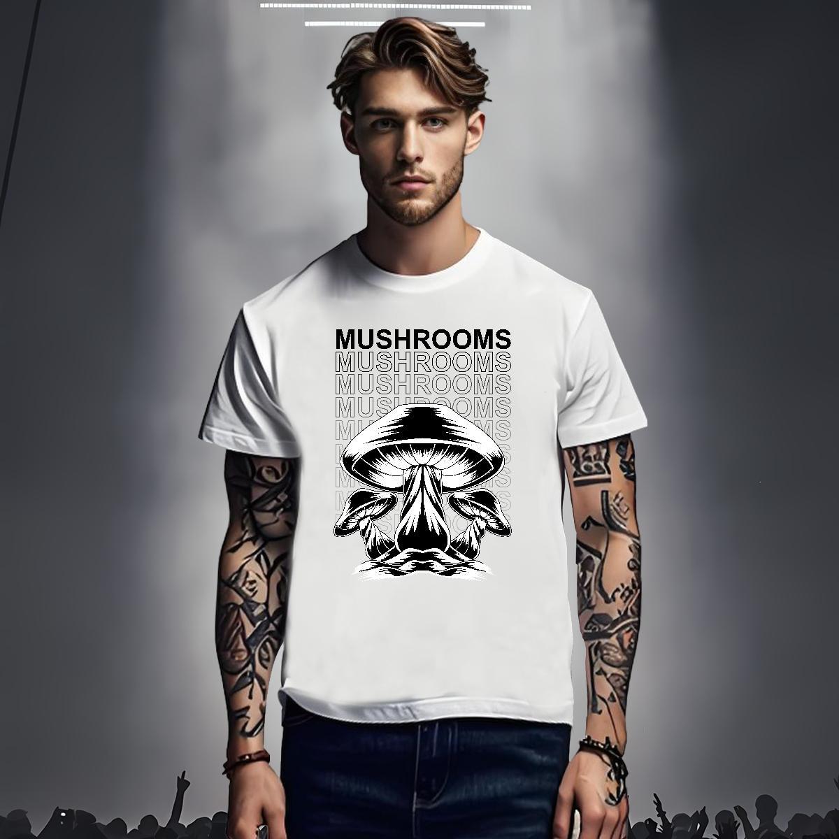 T-Shirts 230g Cotton mushroom Sports Casual Round Neck Short Sleeve Oversized 3XL 4XL Tshirts Fashion Casual Loose Tops Tees