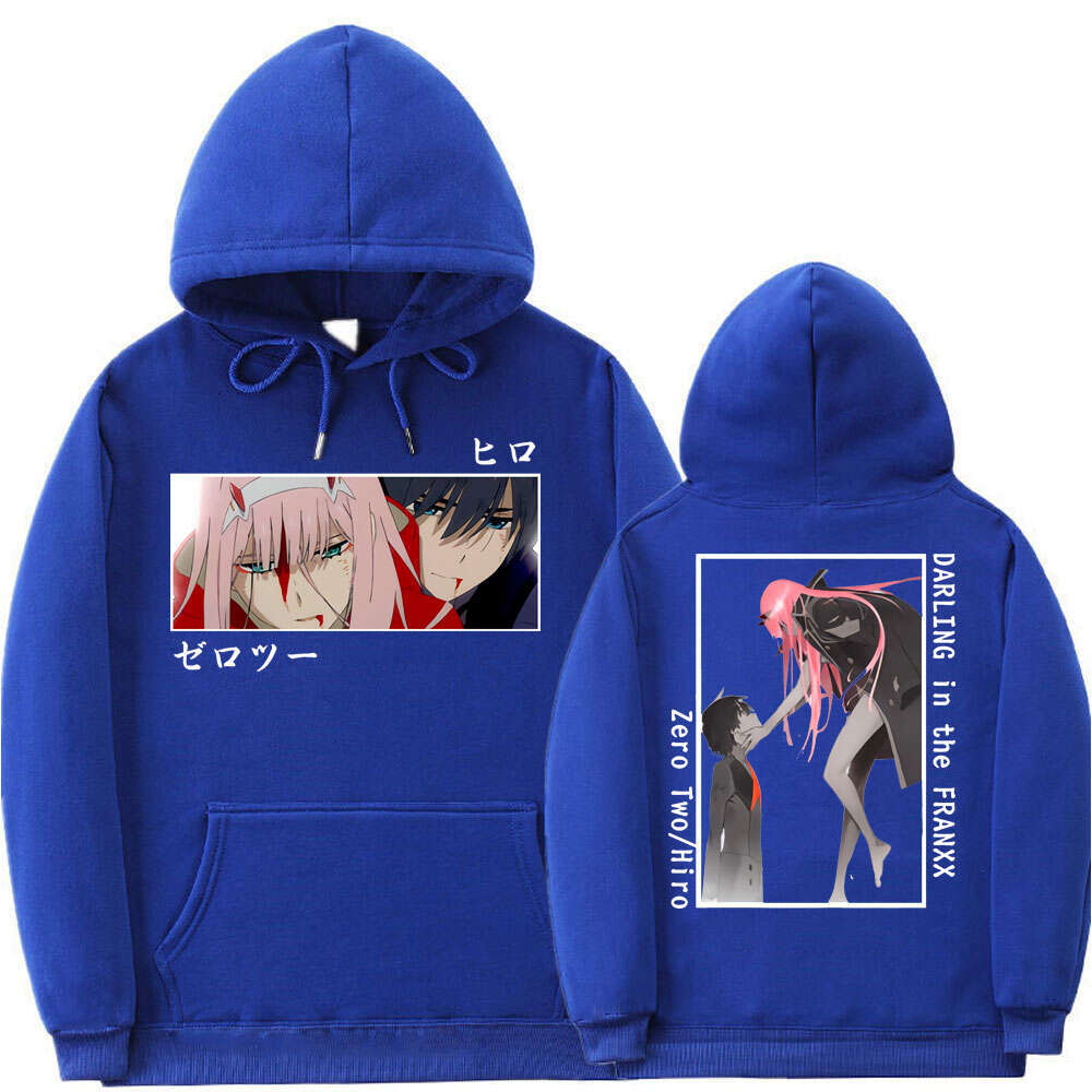 Anime Japanese Darling In The Franxx Zero Two Hiro Graphic Print Hoodie Men Women Plus Size Sweatshirts Casual Streetwear Tops