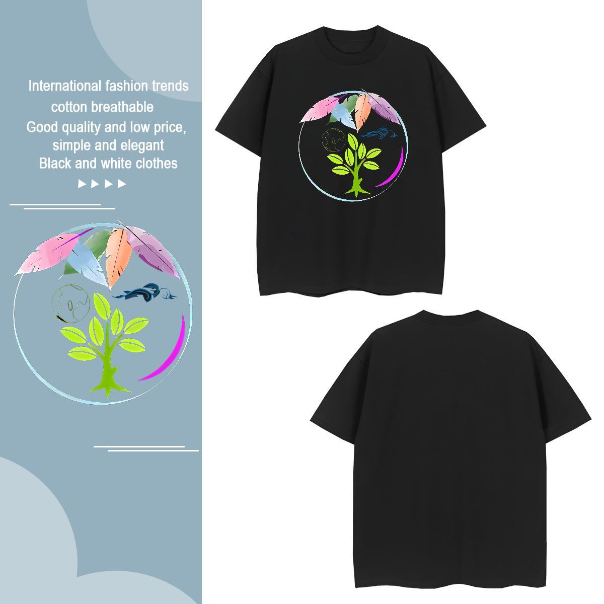 T Shirts Men 230g Pure Cotton tree Street Casual Breathable Graphic Men Tees Fashion New Free Shipping Tee Shirt