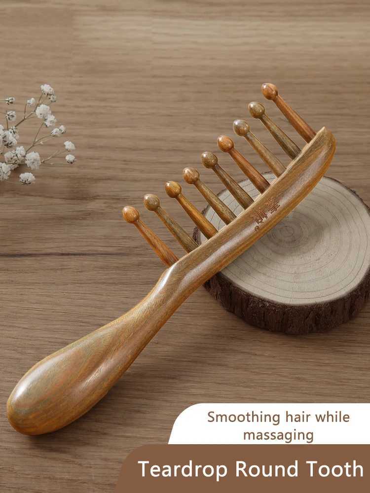 Hawthorn wood massage hair comb scalp massage anti-static smooth hair comb droplet shaped comb W240813