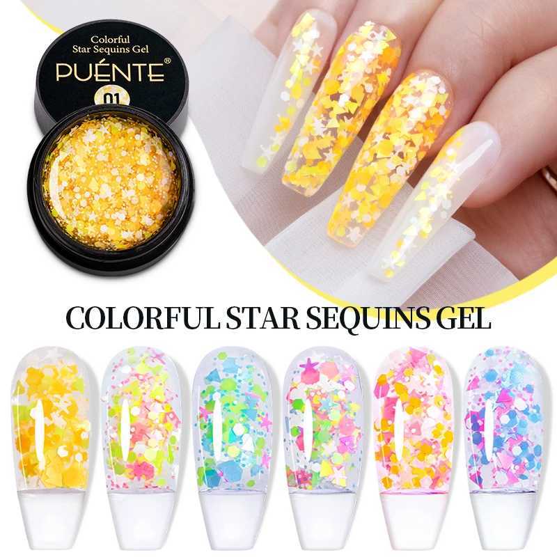 Colorful Star Sequins Gel Nail Polish 5ML Glitter Sequins Gel Polish Semi Permanent Varnish Hybrid Soak Off UV Nail Gel ManicureM240814