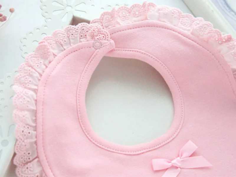 Bibs Burp Cloths Baby Girls Burp Cloth 100% Cotton Lace Bow White Brief Feeding Drool Bibs for 0-2yearsL4812