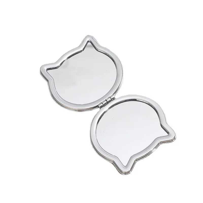 Cat double-sided makeup mirror portable Quicksand glitter cartoon cute girl gift hand mirror pocket double-sided makeup mirror W240813