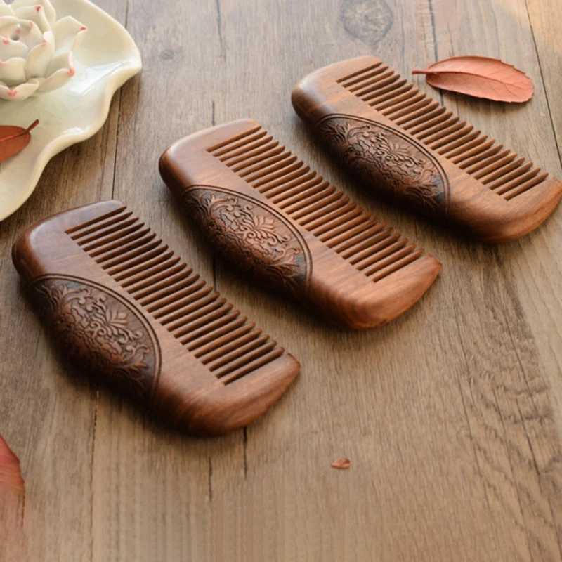 Pocket Comb Sandalwood Green Natural Ultra Narrow Dent Wooden Comb Static Lice Beard Comb W240813