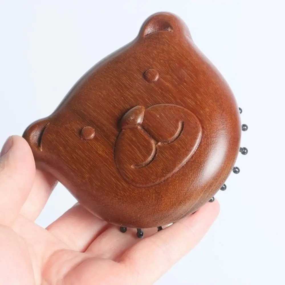 Cute bear shaped comb anti-static sandalwood air cushion comb Meridian massage comb portable travel comb W240813