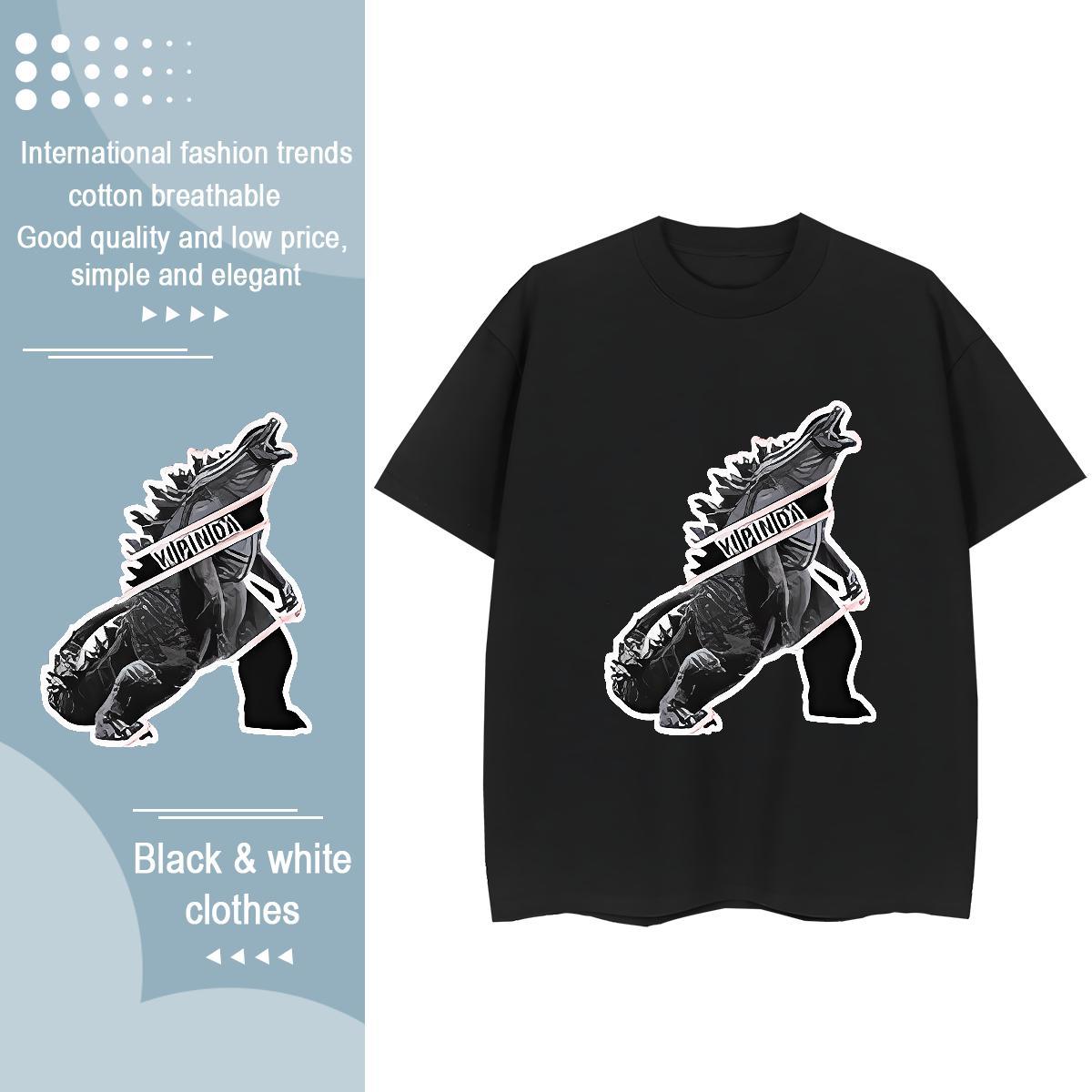 Free Shipping Man T Shirts dinosaur Breathable Crew Neck Casual Daily Wear Custom Printing 230g 100% Cotton Mens Tshirts Designer Polos