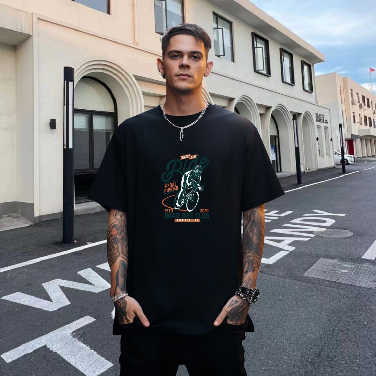 Loose Mens Tshirts Casual 230g Cotton Custom Print Oversized O Neck Short Sleeves Motorcycle T Shirts Men Stylist Clothes