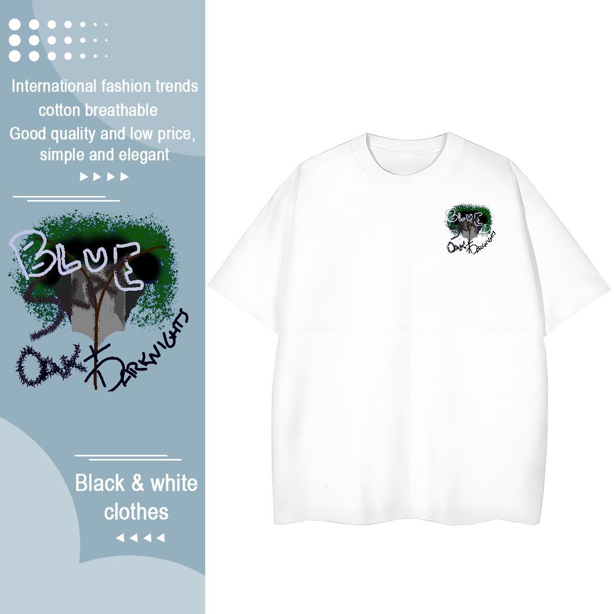 TOP Quality Men Tops Tees Summer Casual 230g 100% Cotton Anime Print Crew Neck Breathable tree T Shirt For Man Classic Clothes