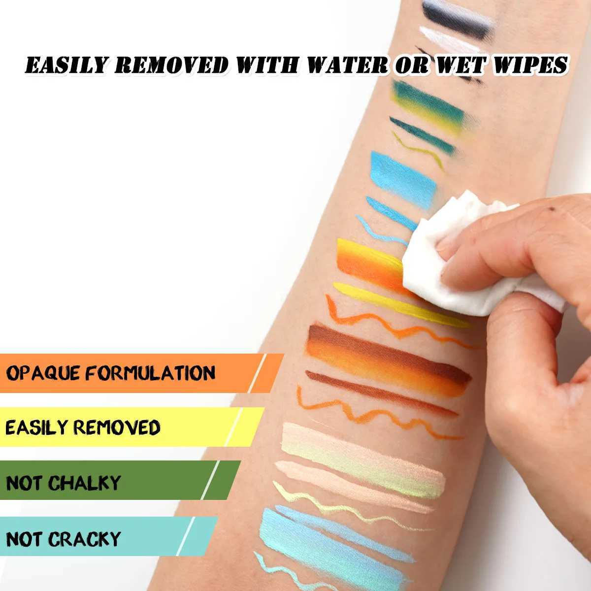 Bowitzki Water Based Split Cake Body Face Paint Makeup Easy Remove GRAPHIC LINER Water Activated Eyeliner Dual Colors Y240813