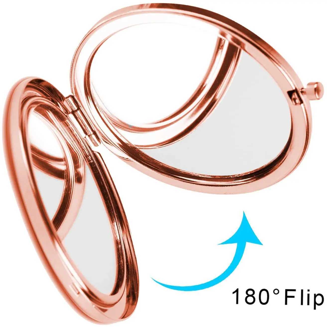 New style compact travel makeup magnifying glass - small portable elegant folding mirror handheld easy to carry W240813