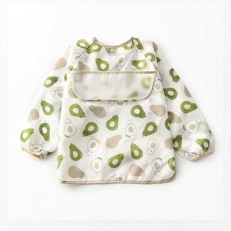 Bibs Burp Cloths Baby Bandana Bibs Burp Cloths Colorful Cartoon Bibs Waterproof Infant Eating Children Drawing Long Sleeve Apron Kids Feeding BibL4812