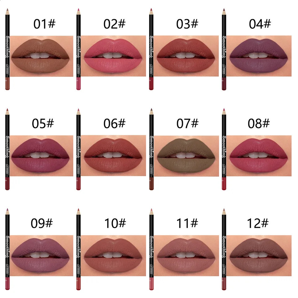 12 pcs Long-Lasting Lipstick Set with Professional Lip Liner Pencil and Matte Lip Gloss for Women Valentines Day Gifts 240814