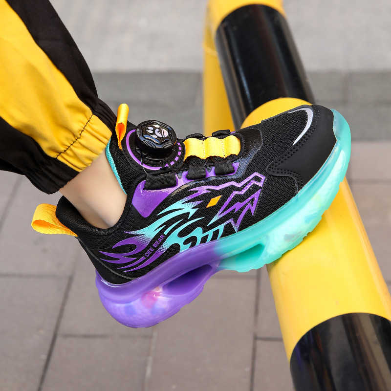 Sneakers Boys shoes childrens sports shoes spring new style mesh breathable middle-aged boys running shoes black purple dad shoes H240805