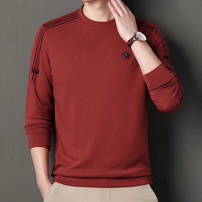 Fashion Male Clothes New Basic Striped Long Sleeve T-Shirt Spring Autumn Men Solid Versatile O-Neck Business Casual Loose TopsM240814