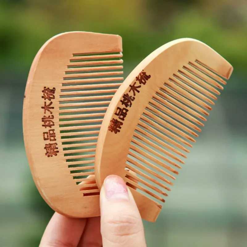 1 piece of wooden comb carving painting anti-static natural head massage handmade wooden comb hair styling tool W240813