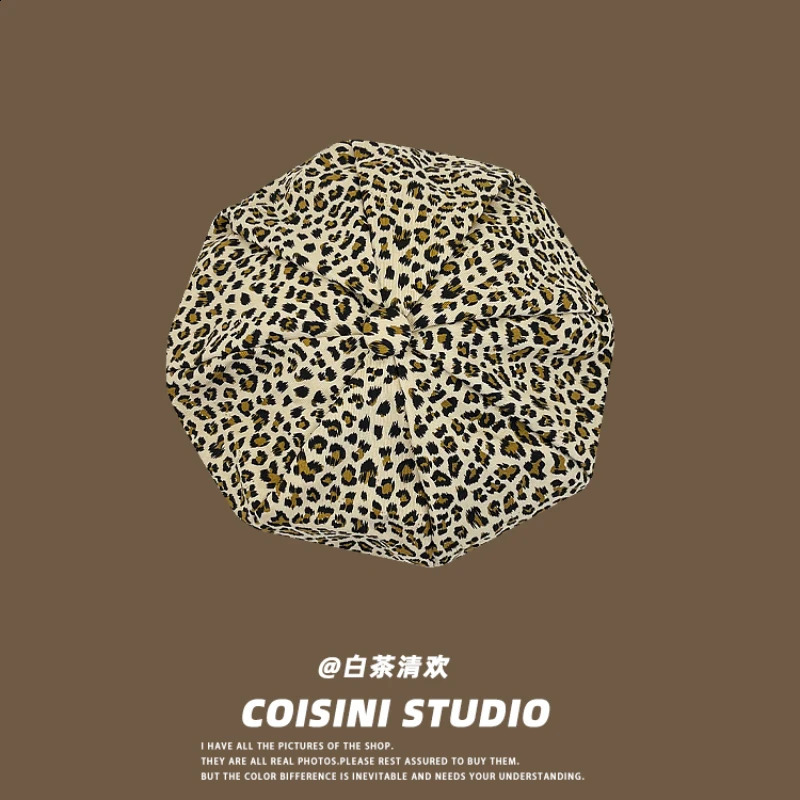 Fashion Classic Leopard Print Octagonal sboy Hats for Women Summer Autumn Street Po Versatile Fashion Y2k Berets Cap 240805
