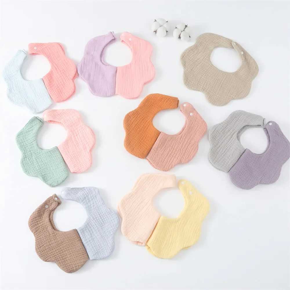 Bibs Burp Cloths 6 Layer Cotton Baby Bib Gauze Petal Baby Feeding Bib Thickened Infant Saliva Towel Soft Burp Cloth for Newborn Kid BibsL4812