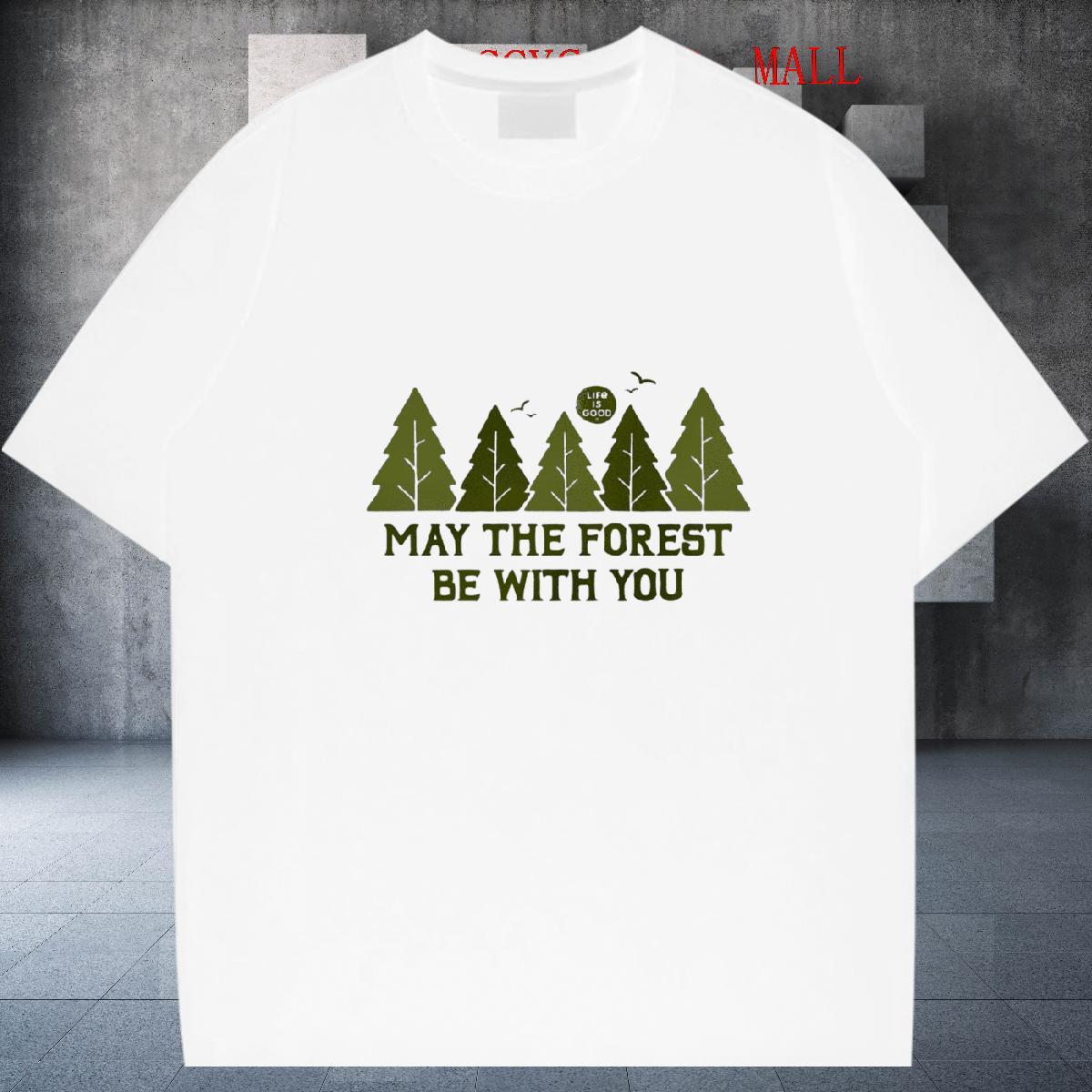 TOP Quality Men Clothes T-Shirt Spring Summer 230g 100% Cotton Black Oversized O Neck Short Sleeves tree T Shirts Men DIY Top Tees