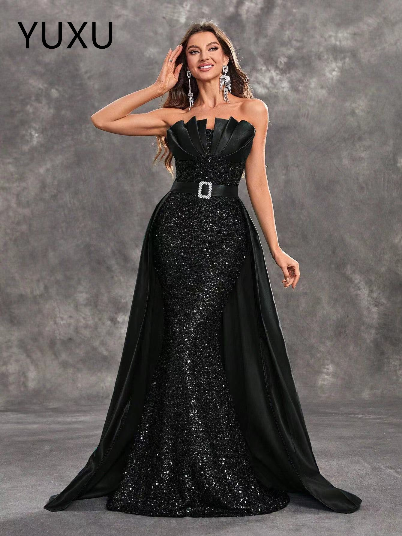 new Nigeria South African Prom Dresses Long Mermaid With Detahable Train Sequins Beaded Long off shoulder Formal Occasion Evening Gowns Sexy luxury sa