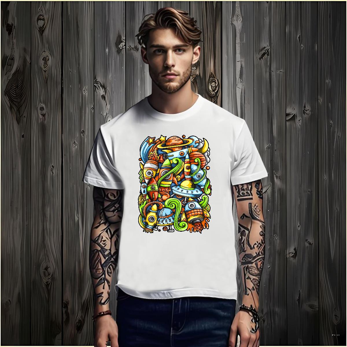 T shirt 100% Cotton 230g spaceman Street Wear Crew Neck Oversized 3XL 4XL Men Tshirts DIY Customized Loose Tops Shirt